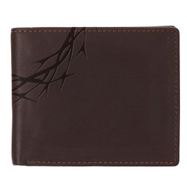 Christian Art Gifts Premium Genuine Full Grain Leather Inspirational Wallet for Men: Amazing Grace Crown of Thorns Theme, RFID Protection, Pockets, Card & ID Slots, Brown