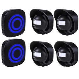 SiegenPro Motion Sensor Continuity Detector Alarm Cat Bell Wireless Alarm System Set with Plug-in Receiver and PIR Sensor Detector for Home or Business (2 Receivers + 4 Detectors)