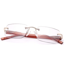 Rimless Bifocal Reading Glasses Spring Hinge Photochromic Sun Readers Transition Shades Computer Blue Light Blocking Sunglasses UV400 Protection Anti Glare Eyewear Gaming Eyeglasses for Men and Women