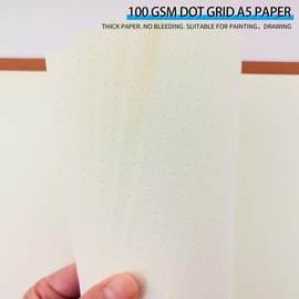 A5 Dot Grid Paper, 100GSM Dotted Refill Paper for 6 Ring Refillable Binder/Planner/Diary Journals/Painting -Dotted Pages,80 Sheets/160 Pages (Beige Dot Grid-160 Sheets, A5)