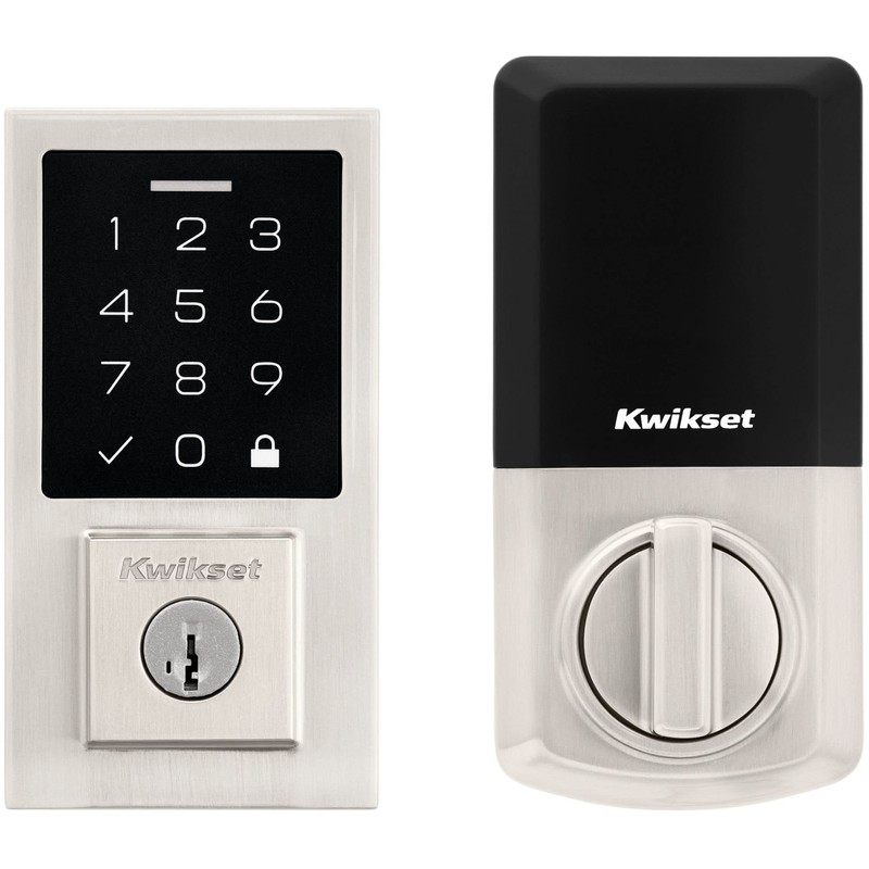 Kwikset 9270CNT-15S Contemporary SmartCode Touchpad Electronic Deadbolt SmartKey Satin Nickel