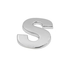A ABSOPRO Silver Tone Metal S Letter Shaped Car Auto Exterior Emblem 3D Sticker Decor Item Replacement
