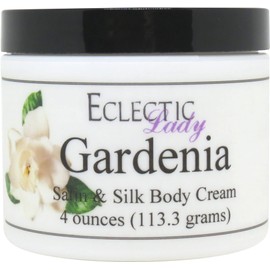 Eclectic Lady Gardenia Satin and Silk Cream, Body Cream, Body Lotion, 4 oz - Shea Butter, Aloe, Silk Amino Acids, Vitamin E, Phthalate-Free, Handcrafted in USA - Perfect For Women