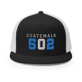 RIVEMUG 502 Guatemala Flat Bill Trucker Hat High Crown Adjustable Gorra de Guatemala Cap Black/White