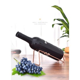 Fantasee 2 Pack Stainless Steel Wine Bottle Holder Tabletop Wine Rack Novelty Gift for Kitchen Home Decor (Z Style, Silver + Rose Gold)