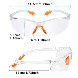 Safety Glasses Pack of 6 Safety Goggles Eyewear Safety Specs Clear Eye Protection Glasses Eye Protection Goggles with Nose and Ear Grips, Lab Goggles for Work/Anti Dust/Chemistry/Scratch/Mist/Wind