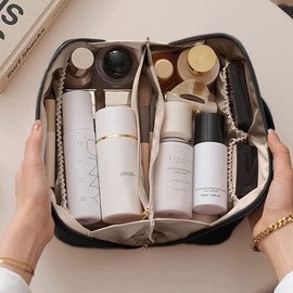 Bolsa de Aseo, Lumbor37 Bolsa de Aseo de Viaje, Neceser de Viaje para Mujeres y Hombres Kit de Organizador PU Impermeable de Artículos de Tocador con Gancho y Compartimento Doble Seca y Húmeda