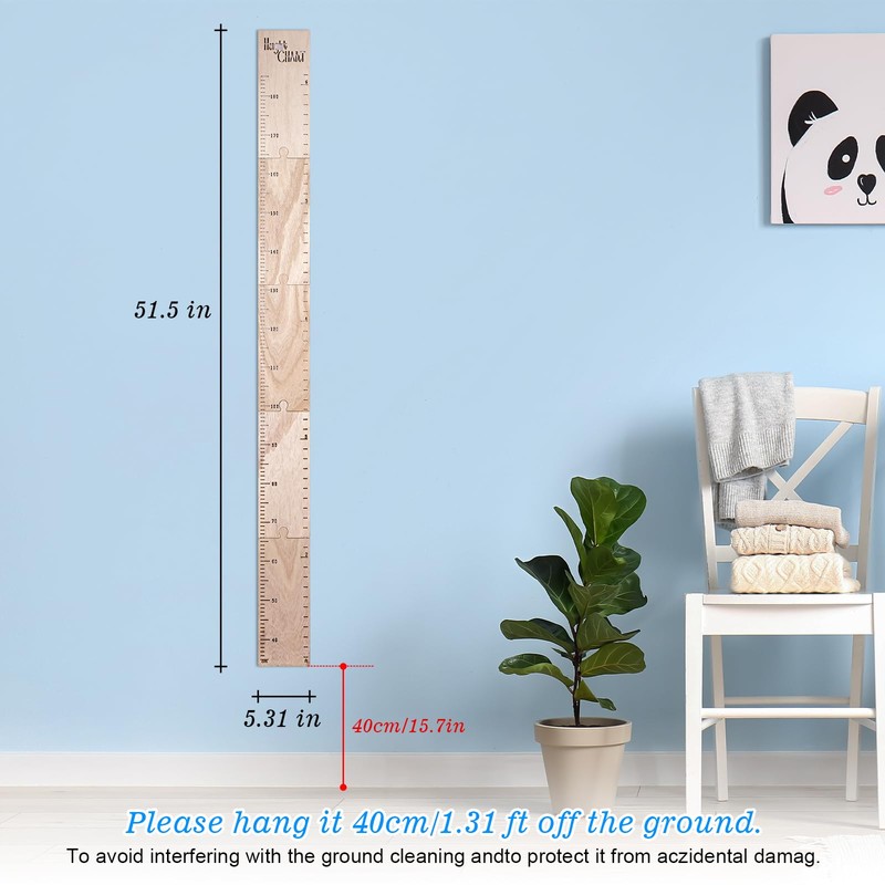 JMGO Kids Growth Chart for Wall Wooden Height Ruler Measurement