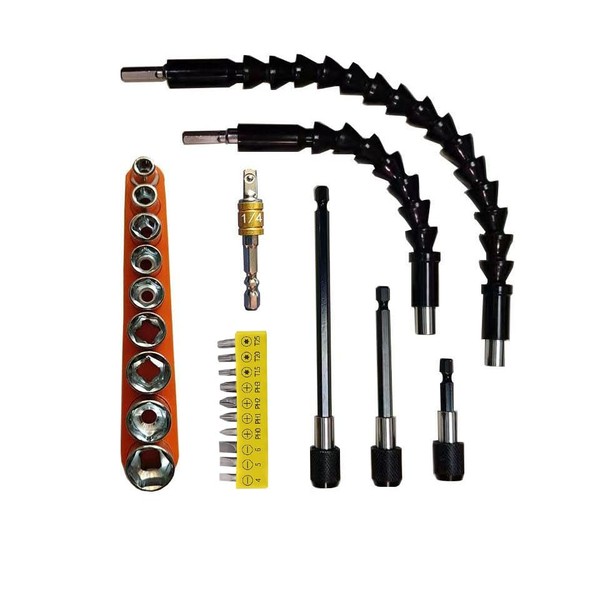 SIGLAUPER 25pcs Flexible Drill Bit Extender Set, Flexible Shaft Extension