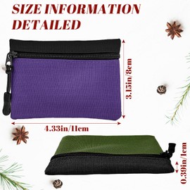 2 Pcs Zipper Coin Purse, Oxford Cloth Mini Coin Pouch for Women and Men (Purple + Green)