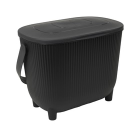 EDA - 10 Litre Compost Bin with Carbon Filter - XXL Opening - Odour Filter - Modern Design - Black