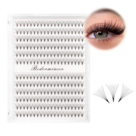 Dedila Short Stem Nature Long 10D Premade Fans Dramatic Volume Eye Lashes Extensions Thickness 0.07mm D Curl Soft and Light Weight Individual False Eyelashes Cluster (17mm)