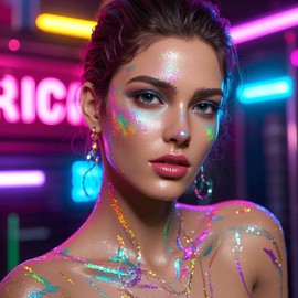 6 Shapes Holographic Body Glitter Gel Set, Pink Face & Body Glitter for Festival, Party, Cheer, Hair, Easy to Apply & Remove, Non-Sticky Sparkly Makeup for Bold Looks (Silver)