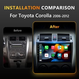 Eunavi 2 Din Android 13 Car Stereo Radio for Toyota Corolla 2006-2012 with Wireless Apple CarPlay & Android Auto 9" Touch Screen GPS Navigation Bluetooth FM Mirror Link [2G+32G]