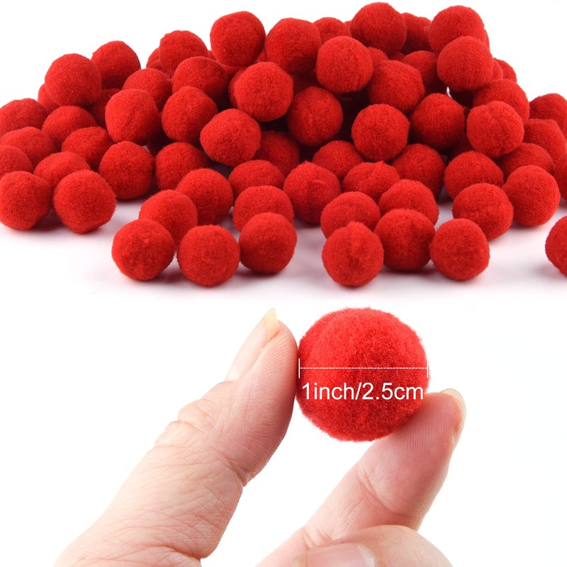 TUPARKA 100 Pcs Red Pom Poms 1 Inch Craft Pompoms