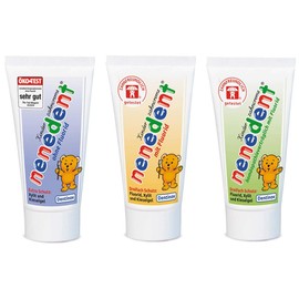 nenedent Children's Toothpaste Tasting Set (3 x 50 ml) with All Varieties