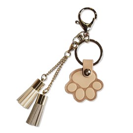 byDream Paw Key Holder, Tassel Charm, Cute, Paw, Cat or Pet Walking, Gift, Gift, Accessories, Miscellaneous Goods, Key Ring, Genuine Leather, Cowhide Leather, beige
