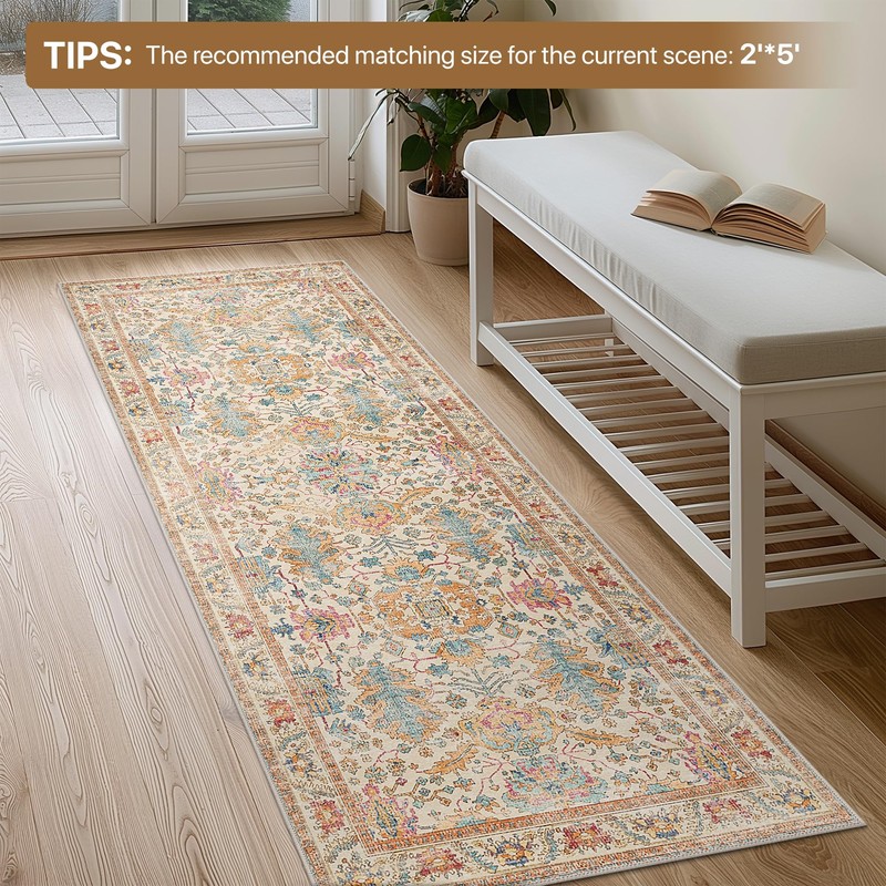 Bavni Area Rug 3x5, Non-Slip Washable Rugs for Living Room