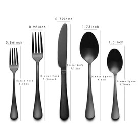 Reusable Utensils Set, Stainless Steel Healthy Travel Cutlery Set Ideal for Home Restaurant Lunch Box Camping (Black 5 PCs)