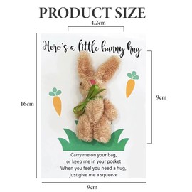 Wasise Pocket Hug - Cheer Up Small Gifts for Women, Thinking of You Bunny Rabbit Mini Gifts, Pocket Hugs for Friends, Birthday, Graduation, Valentines Gift, Women Strength Gift Cards (BROWN)