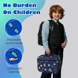 Bento Box Lunch Kit for Kids Boite a Lunch Enfant Ustensiles Fille Garcon Backpack with Divided Compartments Compatible Bento Containers for School Keep Food Fresh for Longer Hours Space Astronauts