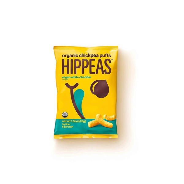 HIPPEAS Organic Chickpea Puffs + Vegan White Cheddar | 0.5 Ounce | Vegan, Gluten-Free, Crunchy, Protein Snacks