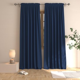 UPOPO Blackout Curtains Navy Blue 92 inches Long Bedroom Room Darkening Window Curtain Panels Living Room Divider Patio Doorway Sliding Glass Door Rod Pocket Thermal Insulated Drapes 2 Panels 52"x92"
