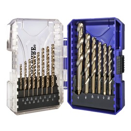 COMOWARE Cobalt Drill Bit Set- 21Pcs M42 High Speed Steel Twist Jobber Length for Hardened Metal, Stainless Steel, Cast Iron and Wood Plastic with Indexed Storage Case, 1/16"-1/2"