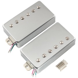 Musiclily Pro LP-CMHA Alnico 5 Covered Humbucker Neck Bridge Pickups Set 7.5K/16K for LP Style Electric Guitar, Chrome
