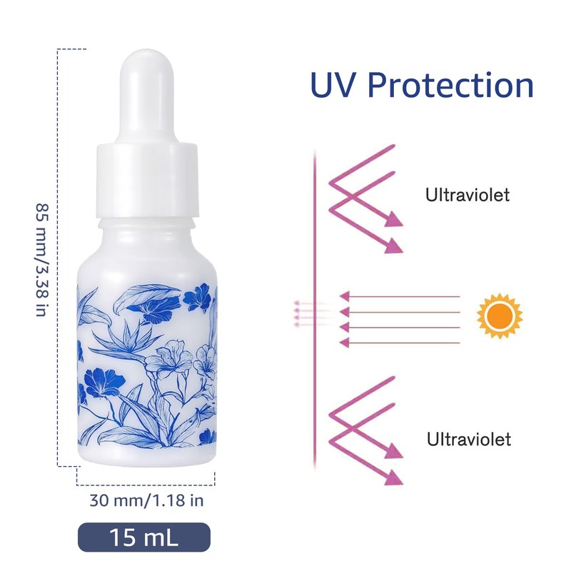 Newzoll 15mL/0.5oz Ceramic Eye Dropper Bottles Blue and White Porcelain