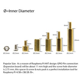Geekworm Raspberry Pi Installation Tool 132 Pcs/Lot M2.5 Series Hex Brass Spacer/Standoff + Nuts + Screws w/Storage Case Raspberry Pi 4/3 Model B+(Plus) / 3B / Zero W Accessories Kit