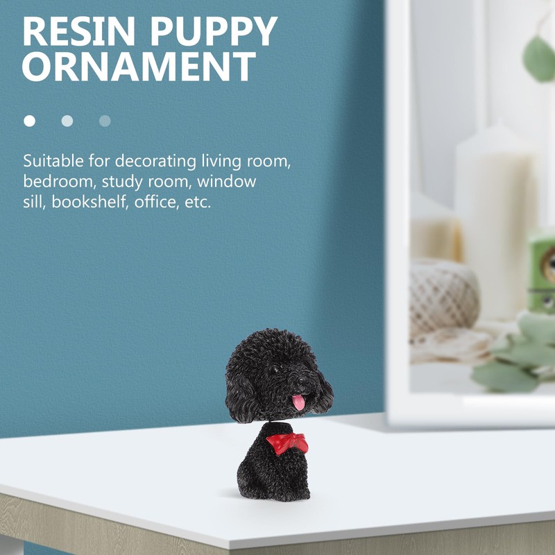 Veemoon Figurines Bobbleheads Poodle Cute Car Fortune Cartoon Black Shaking