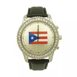 Gepard MEN BIG FACE FLAGS KEEPSAKE HIPHOP WATCHES - Puerto Rico Silver