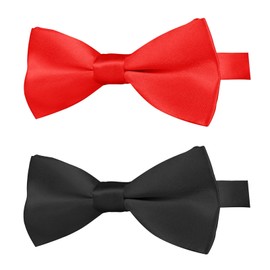 KOOLMOX Dog Bow Tie, Red and Black Dog Bow with Adjustable Dog Collar for Small Puppy Dogs Cats Pets Wedding Birthday Party Christmas Holiday Homecoming Costumes, 2-Pack, Black and Red, 7.7''-15''
