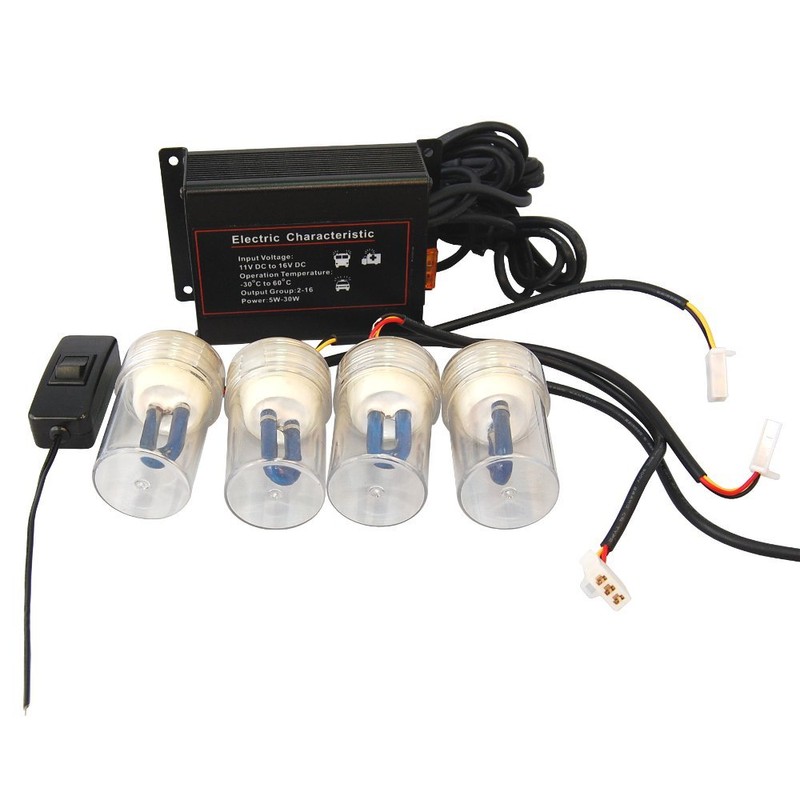 HQRP Blue 4 HID Bulbs Hide-A-Way Emergency Hazard Warning Strobe