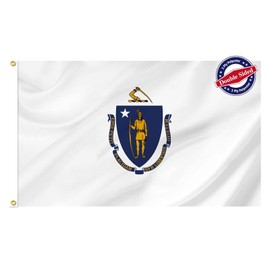 Massachusetts Flag 3x5 Ft Outdoor, Heavy Duty Double Sided Massachusetts State Flag, Durable Polyester 3 Layers State of Massachusetts Flags with 2 Brass Grommets Decoration