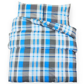 vidaXL Cotton Duvet Cover Set 220x240 cm, Elegant Blue and Grey Design, Machine Washable, OEKO-TEX Standard 100, Includes Pillowcases