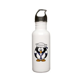 Stainless Water Bottle 0.6L Little Round Penguin - Navy Sailor