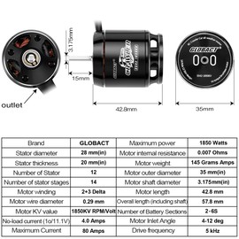 GLOBACT 2250KV 3542 Brushless Motor RC Crawler Motor for 1/8 1/10 TRX4 TRX6 Axial SCX10 I II III RC Crawler Car LCG Chassis (2250KV)