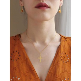 Gold Necklace Women Silver Cross Necklace Baptism Gifts for Women Gold Cross Necklace Women Tiny Sideway Cross Choker Necklace Minimalism Jewelry Gifts for Women