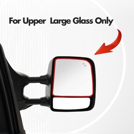 SNEMEEY Compatible with 2016-2019 Nissan Titan Mirror Glass Passenger Side - Replacement Tow Mirrors with Blind Spot Detection System, Power Heated, Chrome, Backing plate, Upper, 2-Pin Plug