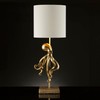 Octopus Table Lamp, Gold Finish, 26 Inches Tall, White Shade