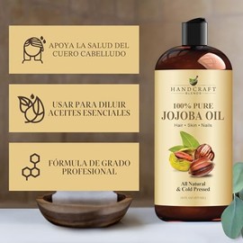 Handcraft Blends Aceite de jojoba de 16 onzas líquidas | prensado en frío | 100% puro y natural | Aceite portador de grado premium | Cabello | Piel | 