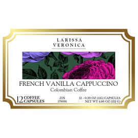French Vanilla Cappuccino Colombian Coffee (Single Serve K-Cup Pods) (Gourmet, Naturally Flavored, Whole Coffee Beans) (12 pods, ZIN: 578091)