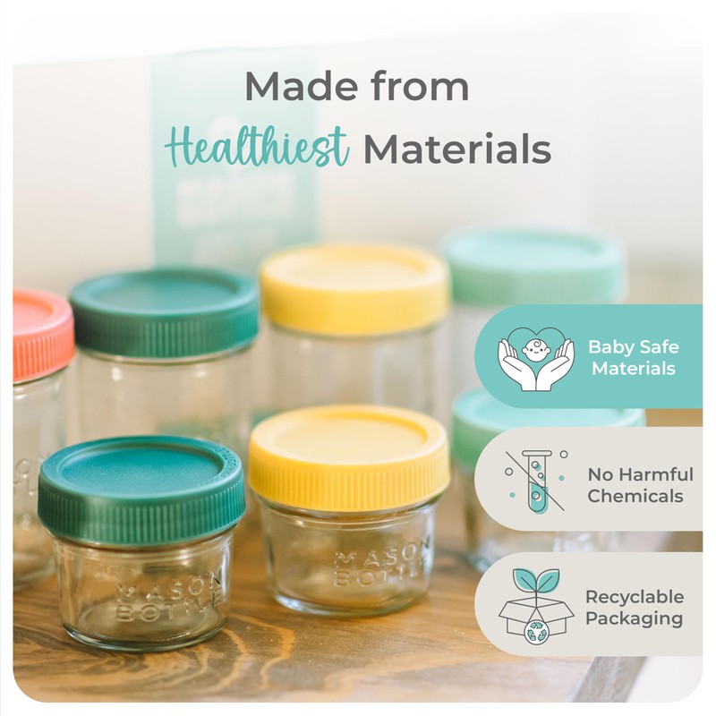 Mason Bottle 4oz Breast Milk Storage Jars (12-Pack) – Reusable