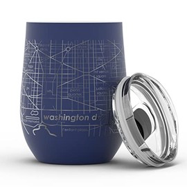 Well Told Engraved Washington DC Map Insulated Wine Tumbler, Etched Stainless Steel Cup (12 oz, Midnight Blue) City Map Insulated Tumbler, Custom Insulated Tumbler, Outdoor Drinkware