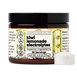 Santa Cruz Paleo Electrolyte Powder, Kiwi Lemonade Flavor, Sugar Free Hydration Drink Mix with Himalayan Pink Salt, Sea Salt, Magnesium Glycinate, Potassium Chloride, Sweetened with Stevia, 30 Srvgs