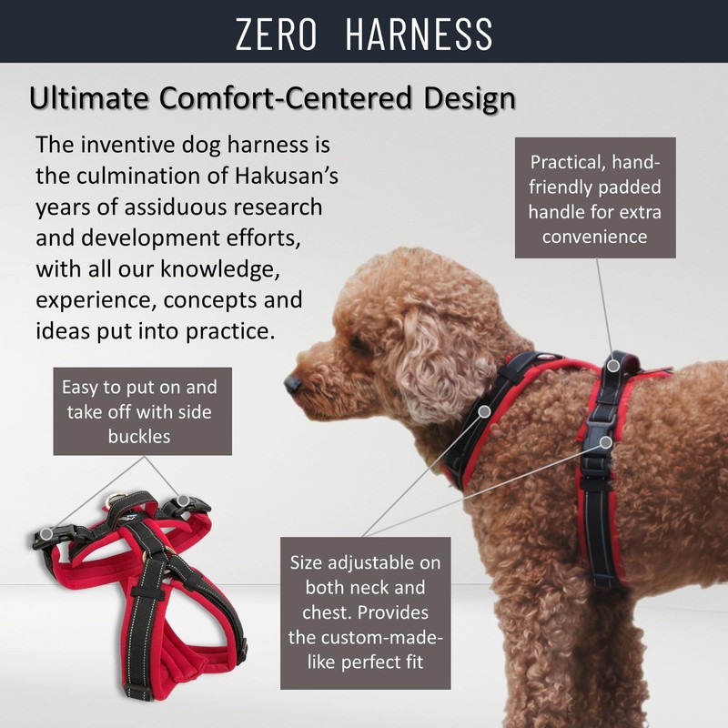 【Hakusan】 Zero Harness,Dog Harness, Padded, Adjustable, No Pull Design, Safety,Japanese