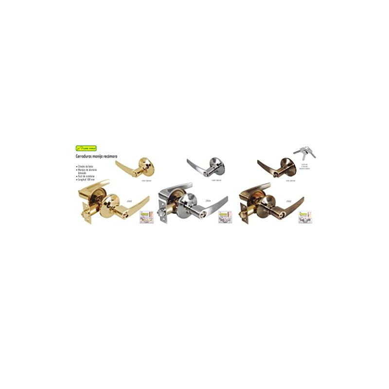 Cerradura de Manija Chapa Puerta Principal Recamara laton brillante