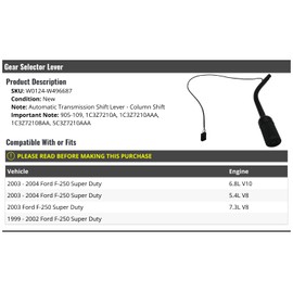 Automatic Transmission Gear Selector Lever - Compatible with 1999-2004 Ford F-250 Super Duty (Column Shift)